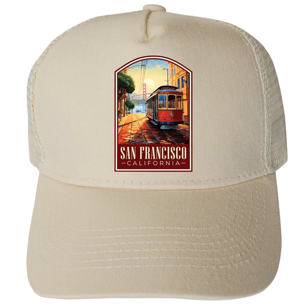 San Francisco California Design C Unisex Mesh Back Trucker Hat with Adjustable Snapback Image 3