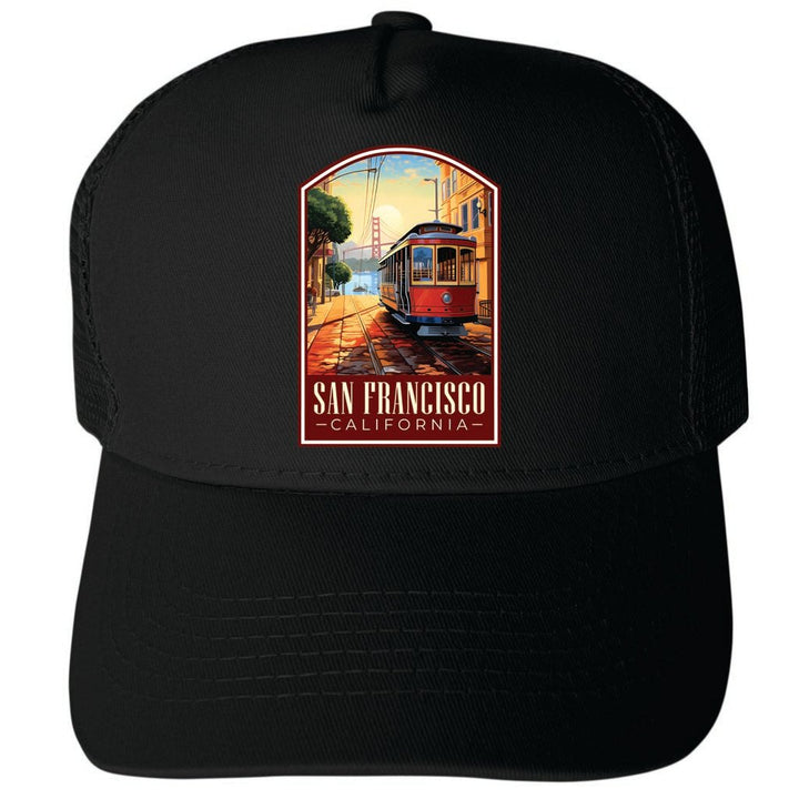 San Francisco California Design C Unisex Mesh Back Trucker Hat with Adjustable Snapback Image 4