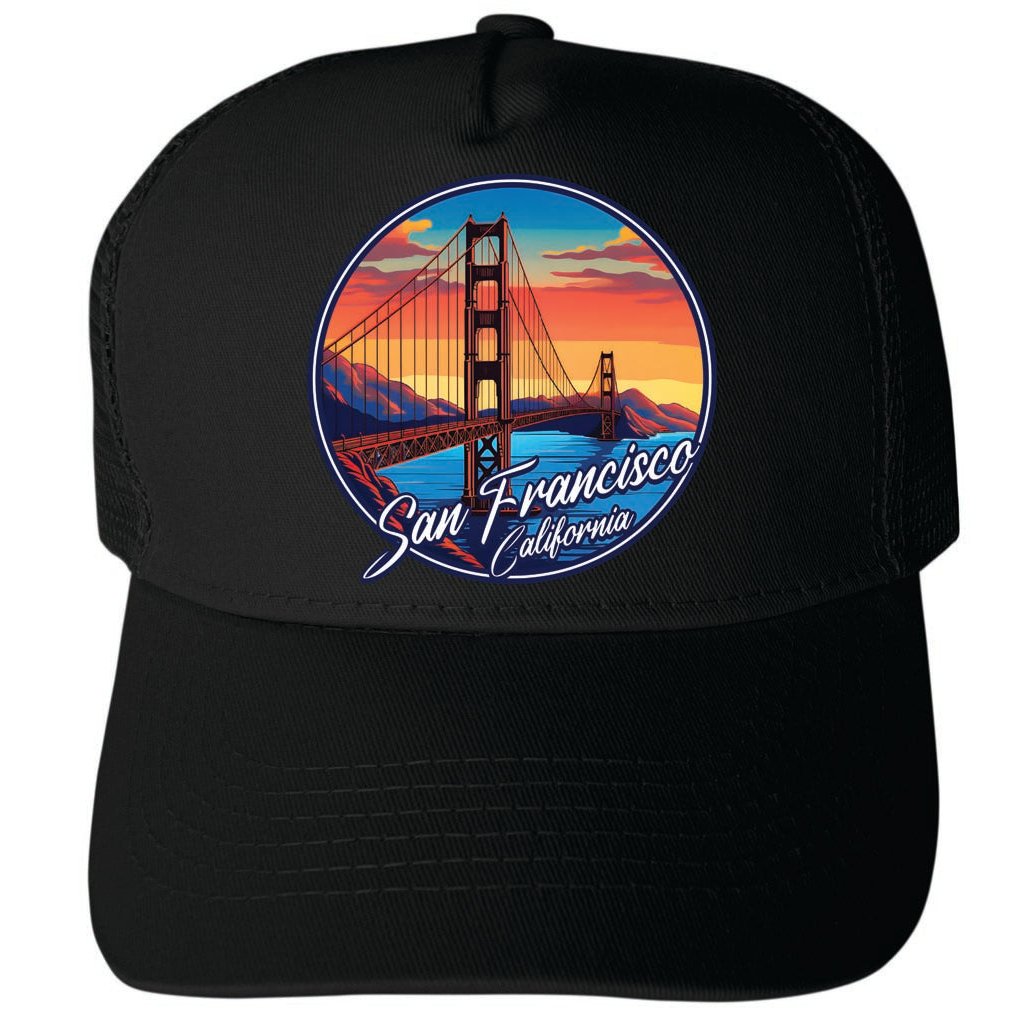 San Francisco California Design A Unisex Mesh Back Trucker Hat with Adjustable Snapback Image 3