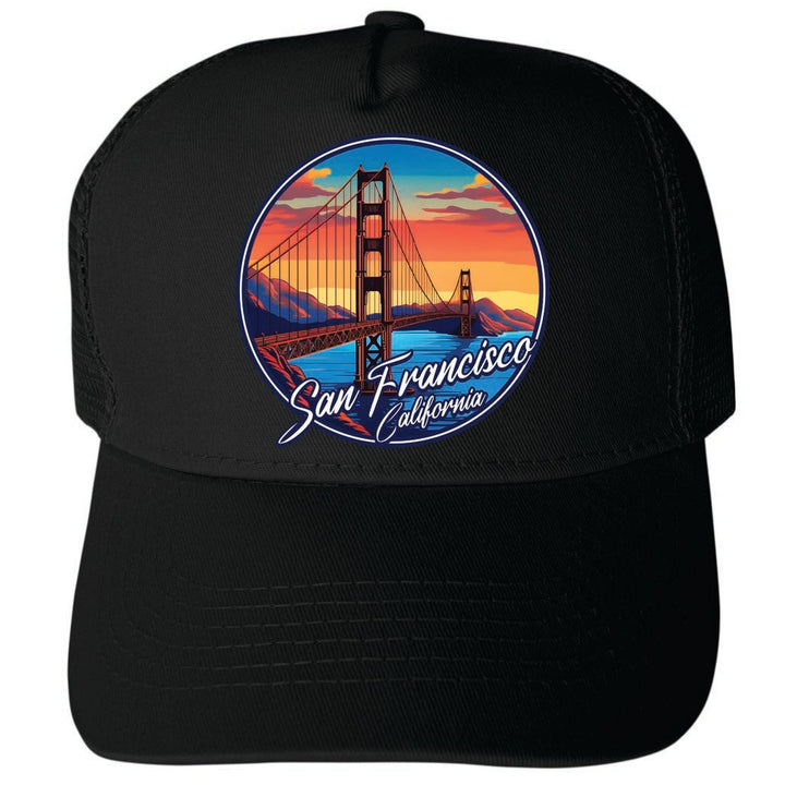 San Francisco California Design A Unisex Mesh Back Trucker Hat with Adjustable Snapback Image 3