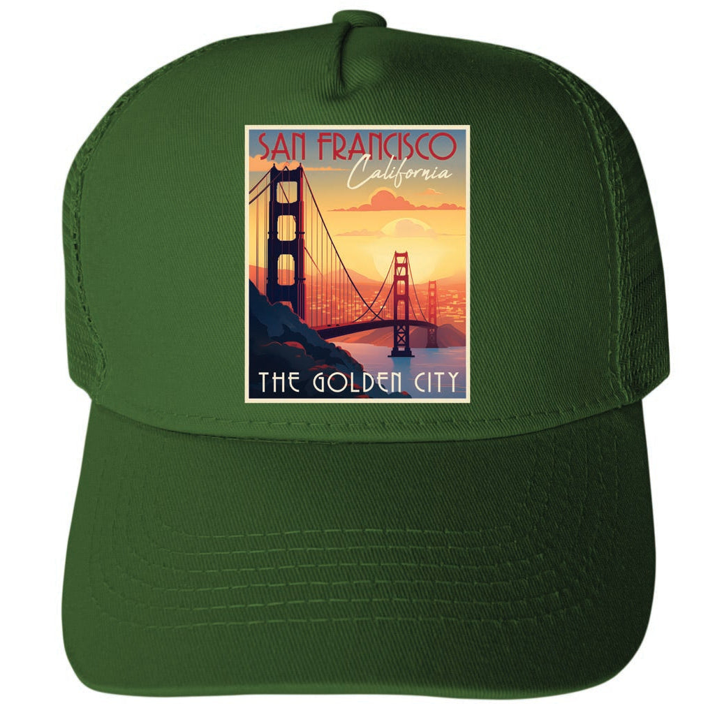 San Francisco California Design B Unisex Mesh Back Trucker Hat with Adjustable Snapback Image 2