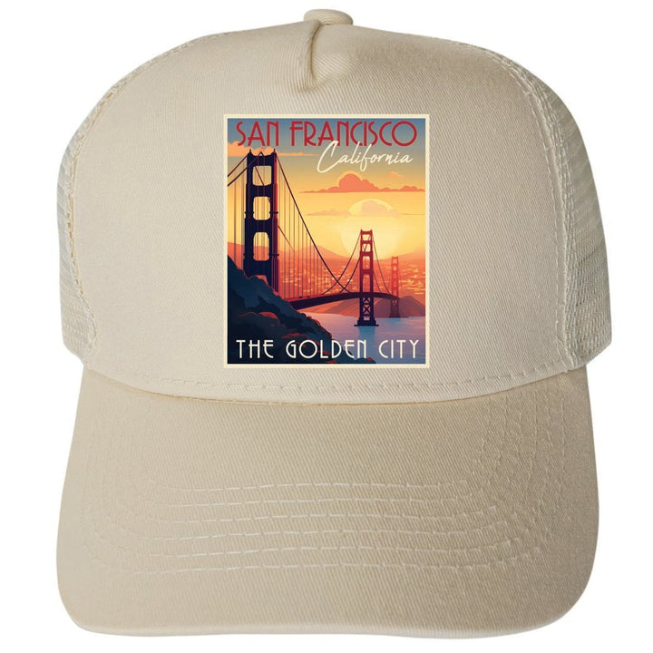 San Francisco California Design B Unisex Mesh Back Trucker Hat with Adjustable Snapback Image 3