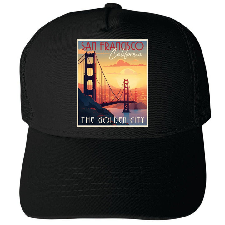 San Francisco California Design B Unisex Mesh Back Trucker Hat with Adjustable Snapback Image 4