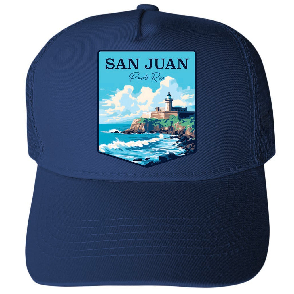 San Juan Puerto Rico Design A Unisex Mesh Back Trucker Hat with Adjustable Snapback Image 4