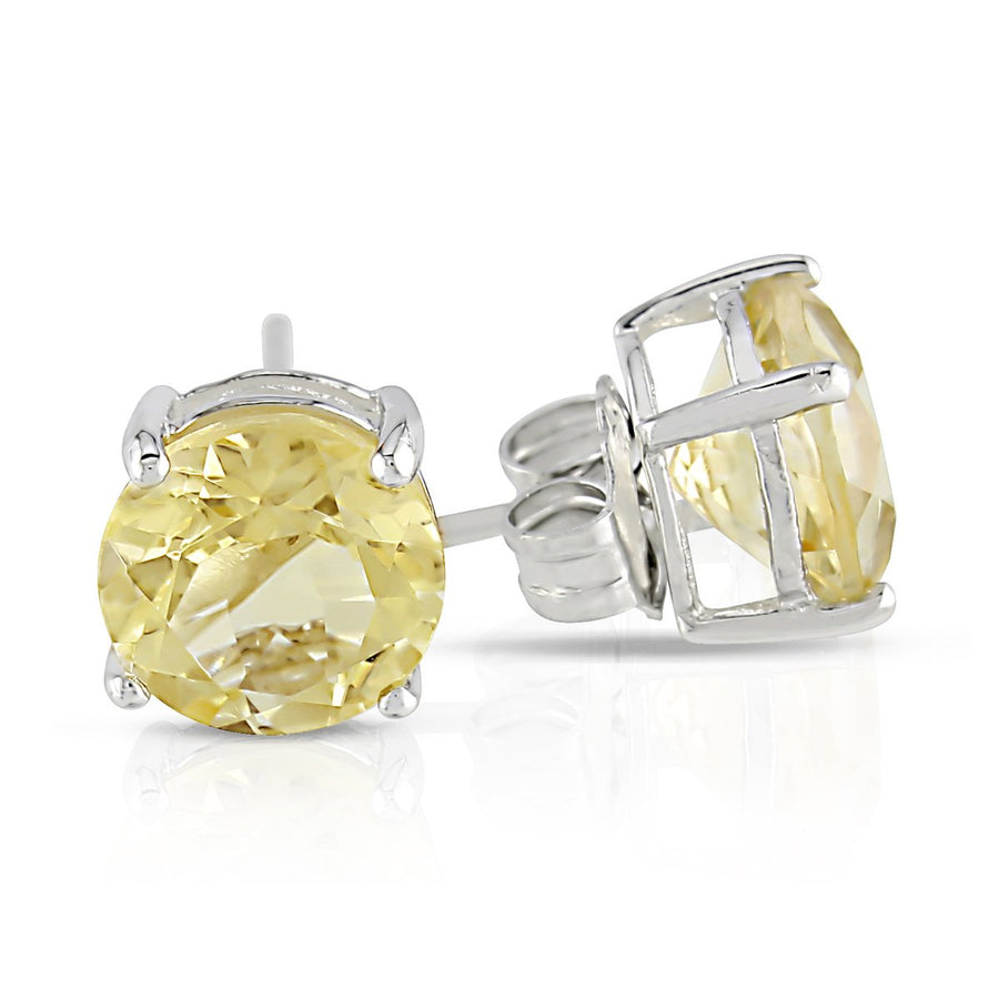 3.70 Carat (ctw) Citrine Round Solitaire Stud Earrings in Sterling Silver Image 1