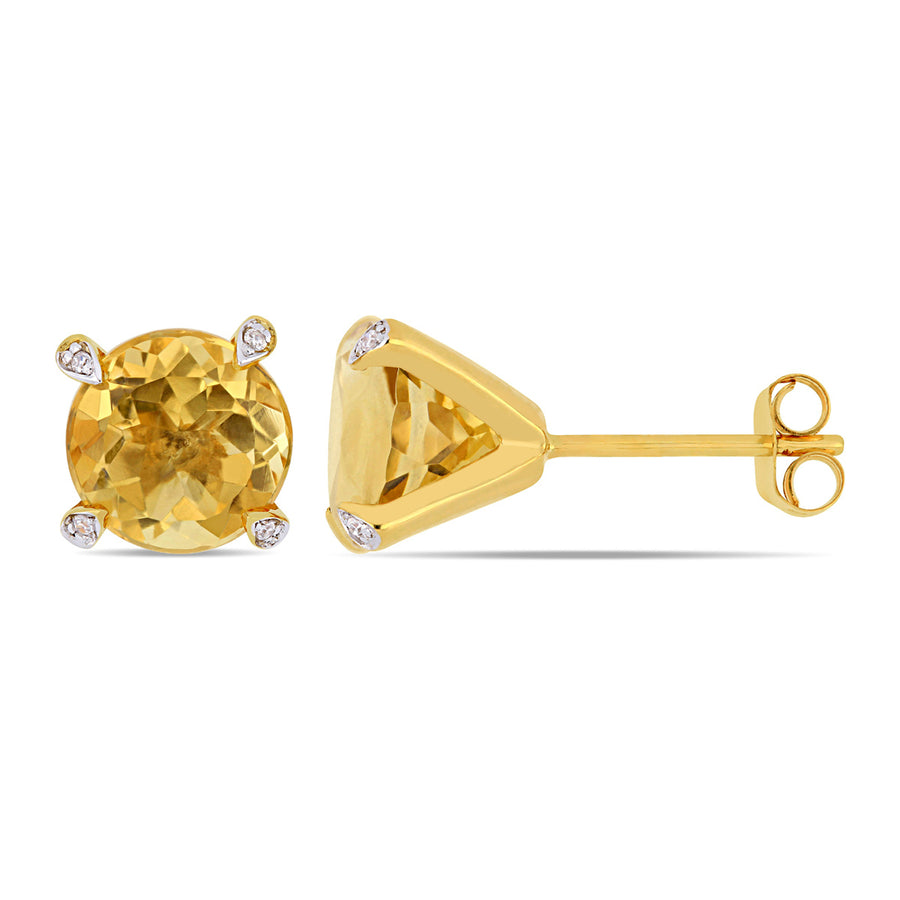 3.70 Carat (ctw) Citrine Solitaire Stud Earrings in 10K Yellow Gold Image 1