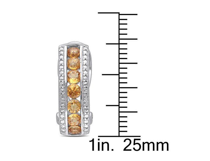 1.54 Carat (ctw) Citrine Hoop Earrings in Sterling Silver Image 3