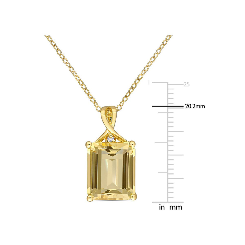 6.55 Carat (ctw) Emerald-Cut Citrine Pendant Necklace in Sterling Silver with Chain Image 2