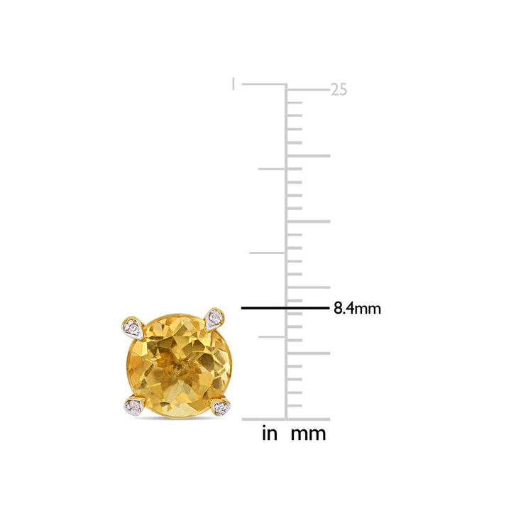 3.70 Carat (ctw) Citrine Solitaire Stud Earrings in 10K Yellow Gold Image 4