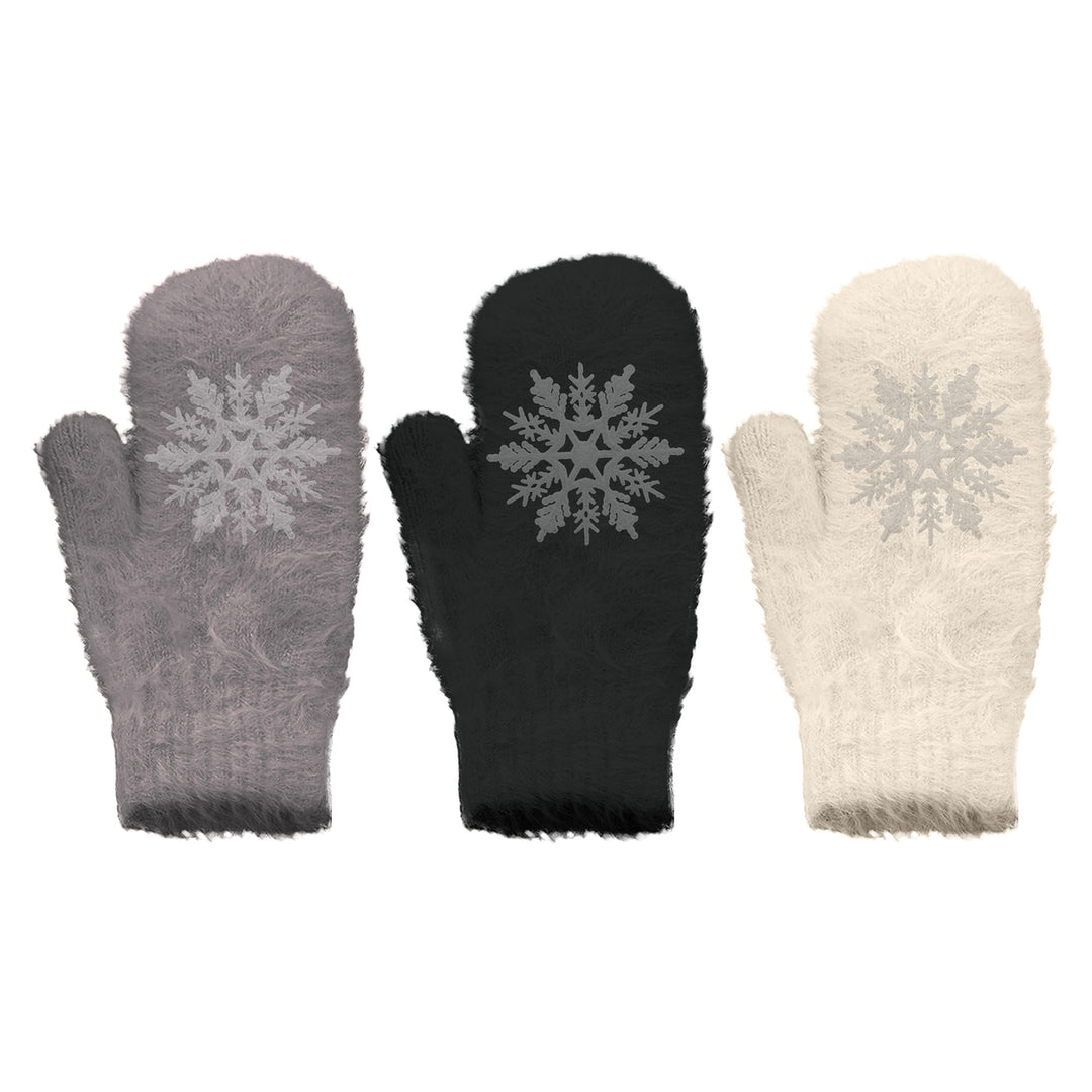 1-Pair Womens Plush Heated Faux faux Mittens Soft and Cozy Winter Wear Image 3