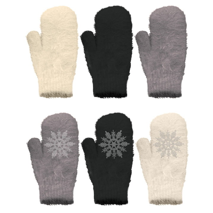 1-Pair Womens Plush Heated Faux faux Mittens Soft and Cozy Winter Wear Image 7