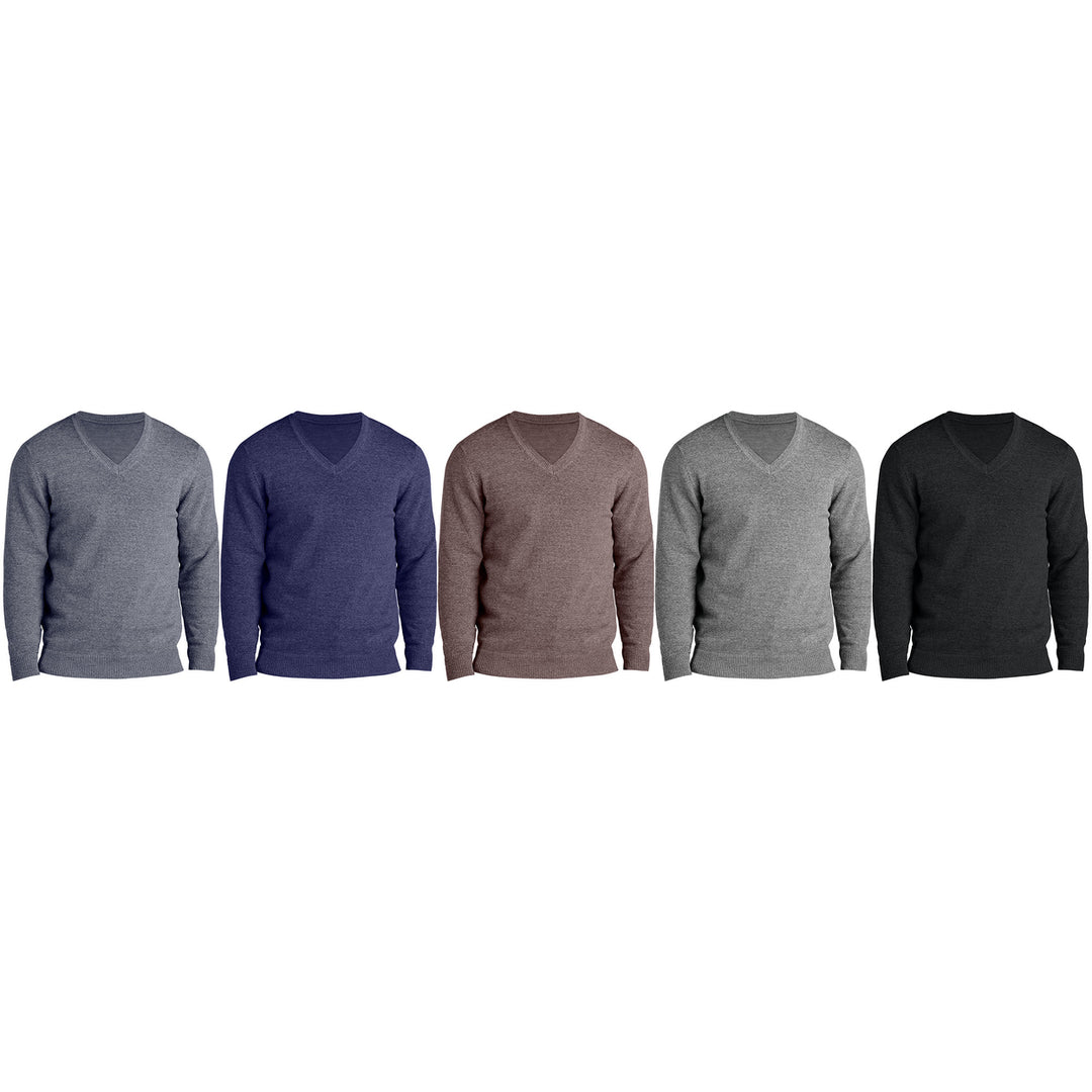 4-Pieces of Randomly Selected Mens Soft Classic Stylish Comfortable Lightweight V-Neck Sweater Image 2