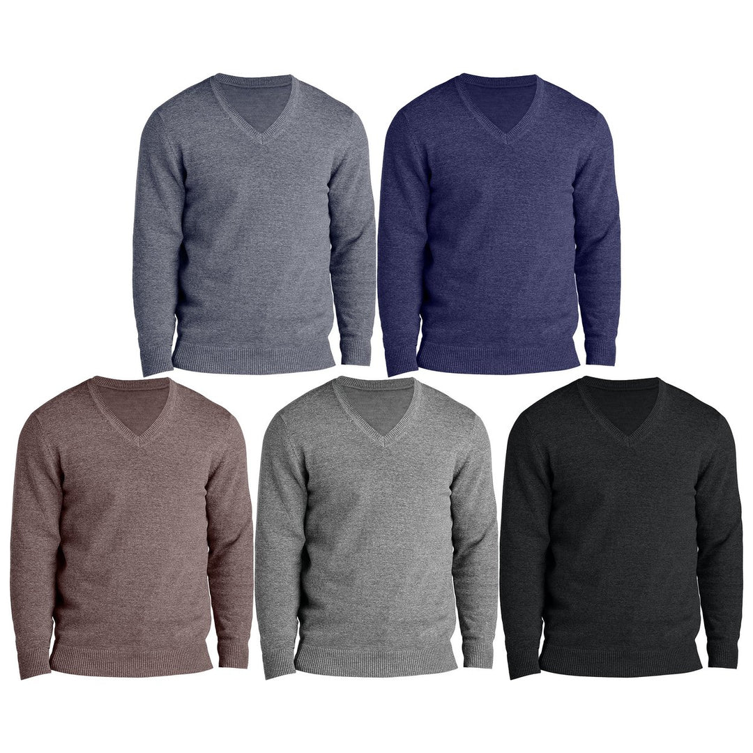 4-Pieces of Randomly Selected Mens Soft Classic Stylish Comfortable Lightweight V-Neck Sweater Image 7