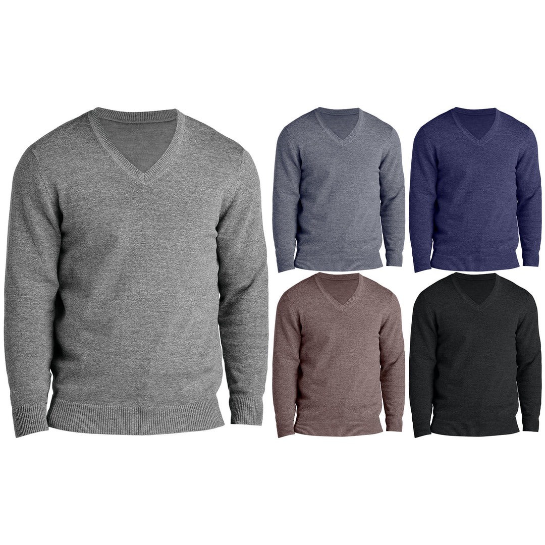 4-Pieces of Randomly Selected Mens Soft Classic Stylish Comfortable Lightweight V-Neck Sweater Image 8