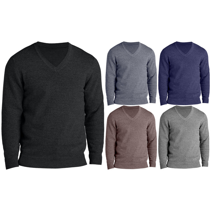 4-Pieces of Randomly Selected Mens Soft Classic Stylish Comfortable Lightweight V-Neck Sweater Image 1