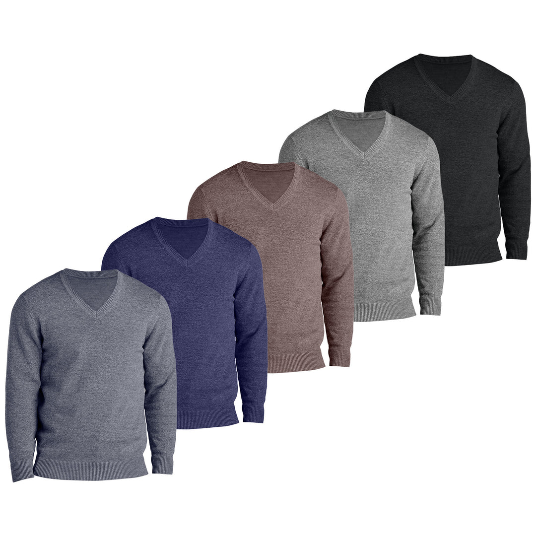 4-Pieces of Randomly Selected Mens Soft Classic Stylish Comfortable Lightweight V-Neck Sweater Image 9