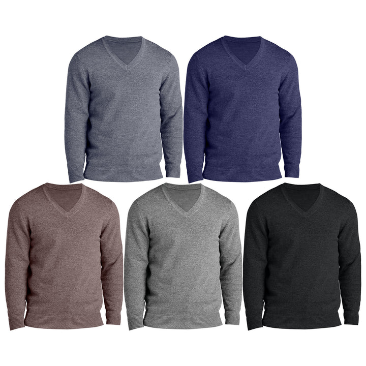 3-Pieces of Randomly Selected Mens Soft Classic Stylish Comfortable Lightweight V-Neck Sweater Image 6