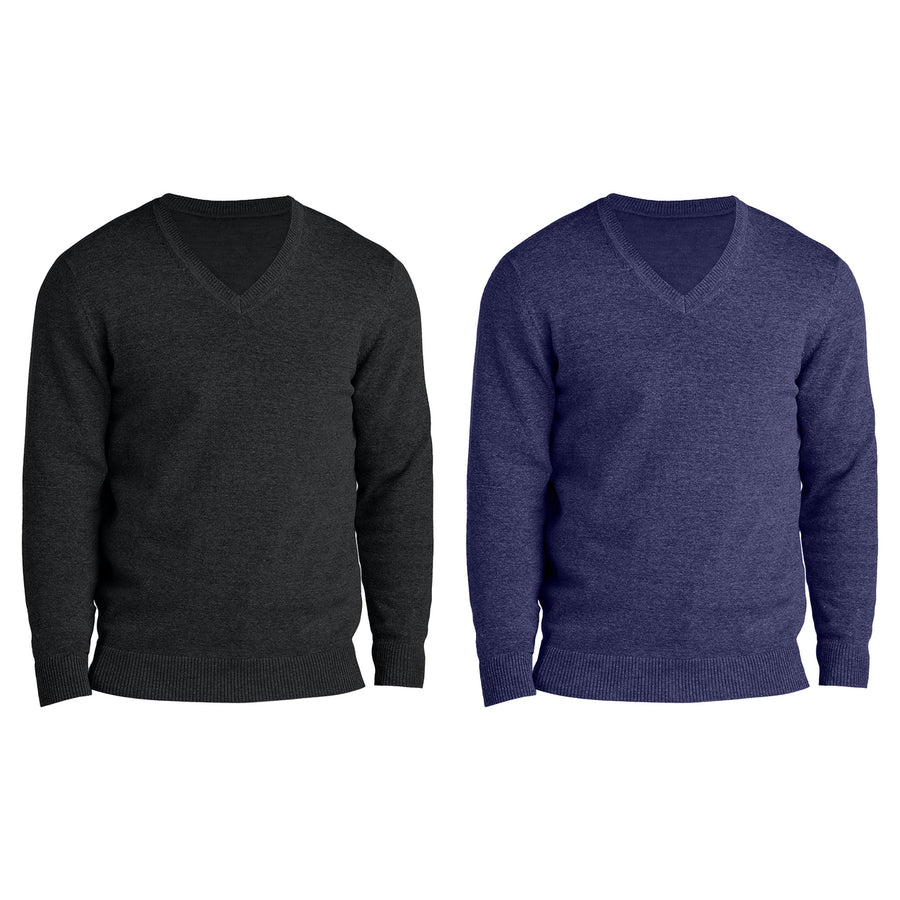 2-Piece Mens Soft Classic Stylish Comfortable Lightweight V-Neck Sweater Image 1