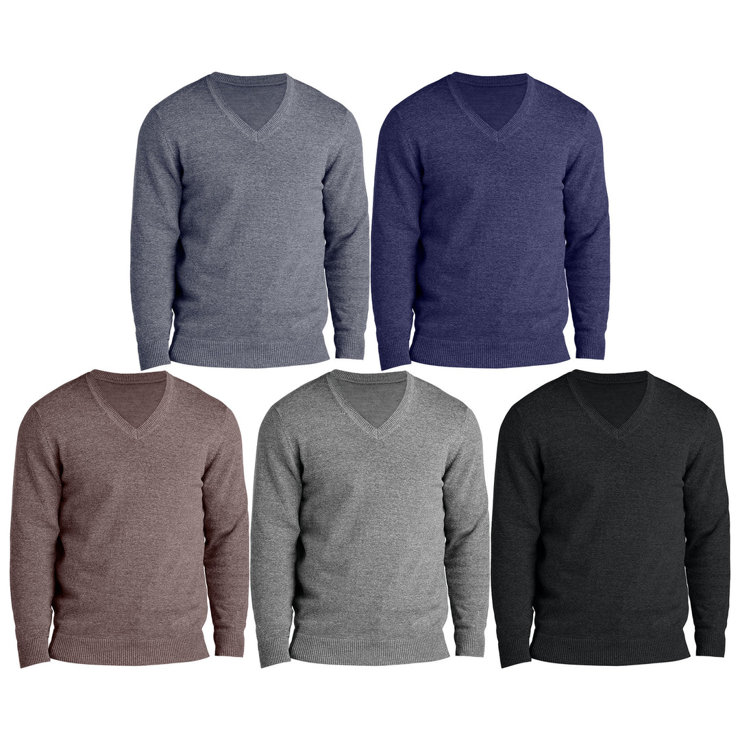 2-Piece Mens Soft Classic Stylish Comfortable Lightweight V-Neck Sweater Image 2