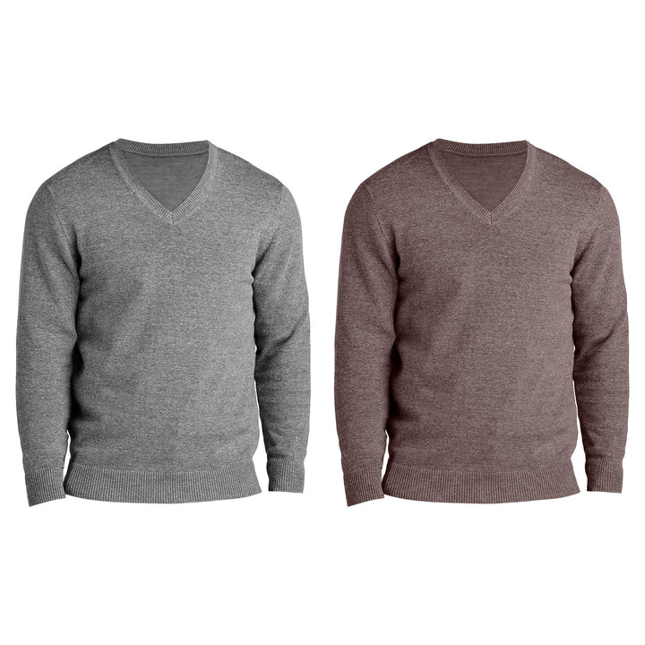 2-Piece Mens Soft Classic Stylish Comfortable Lightweight V-Neck Sweater Image 8