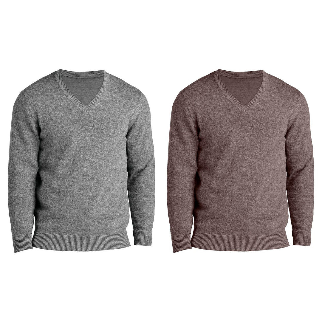 2-Piece Mens Soft Classic Stylish Comfortable Lightweight V-Neck Sweater Image 1