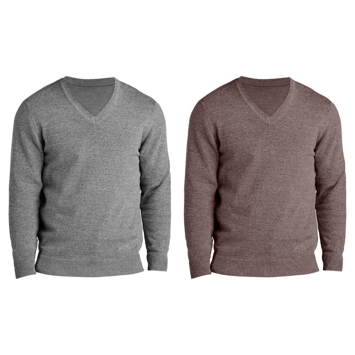 2-Piece Mens Soft Classic Stylish Comfortable Lightweight V-Neck Sweater Image 1