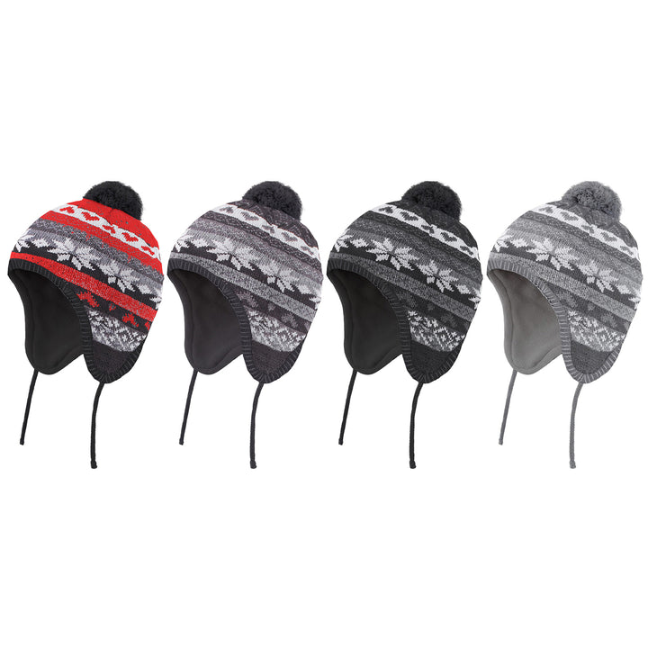 2-Piece Mens Winter Ultra-Soft Warm Cozy Knit Earflap Beanie Hat Image 4