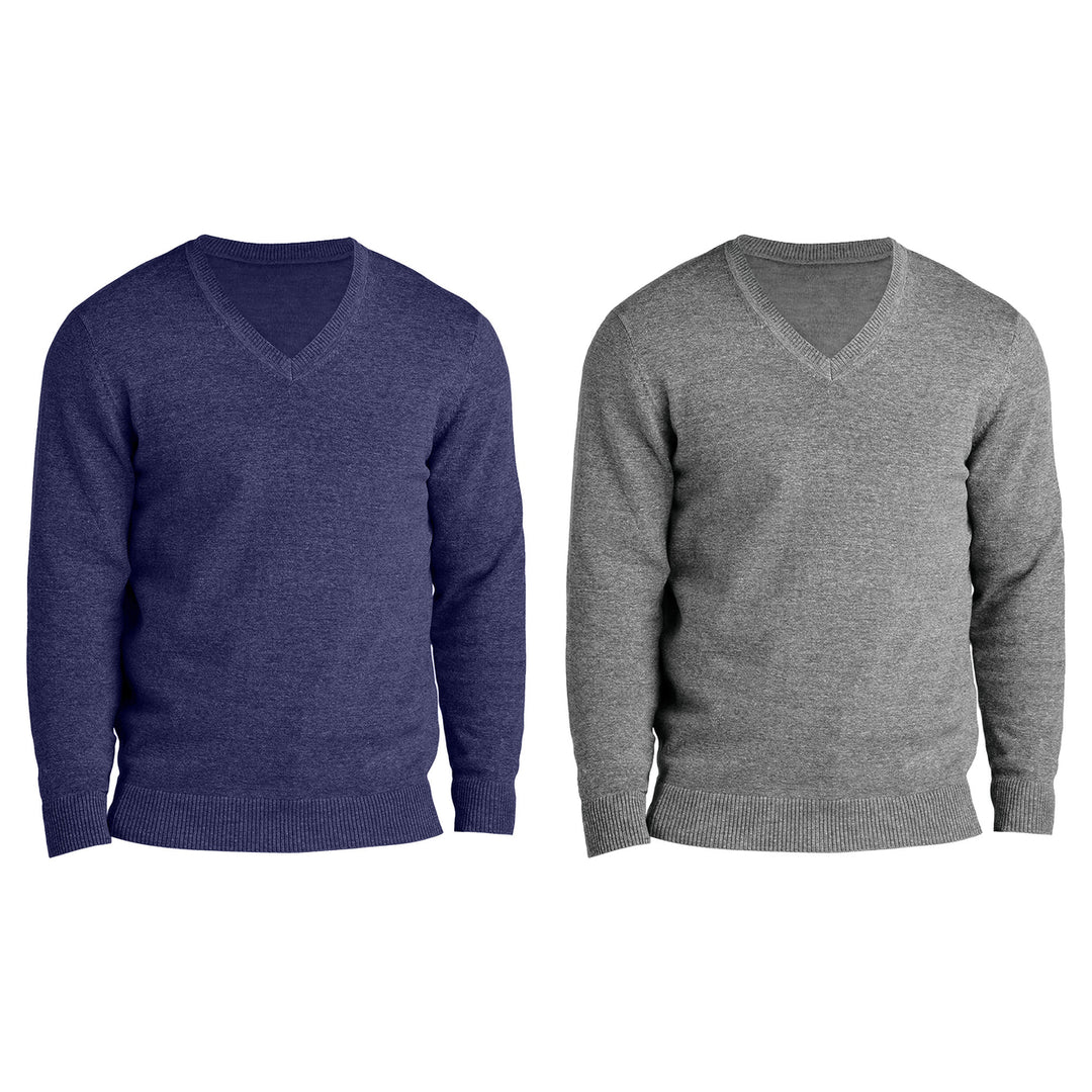 2-Piece Mens Soft Classic Stylish Comfortable Lightweight V-Neck Sweater Image 9