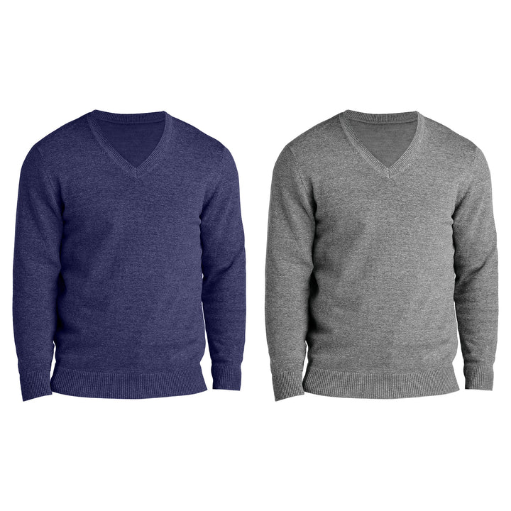 2-Piece Mens Soft Classic Stylish Comfortable Lightweight V-Neck Sweater Image 9