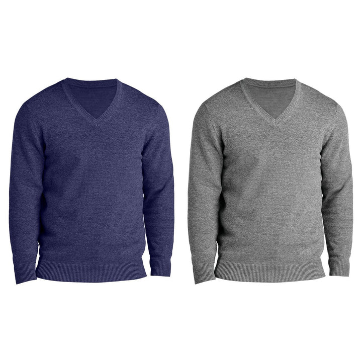 2-Piece Mens Soft Classic Stylish Comfortable Lightweight V-Neck Sweater Image 1