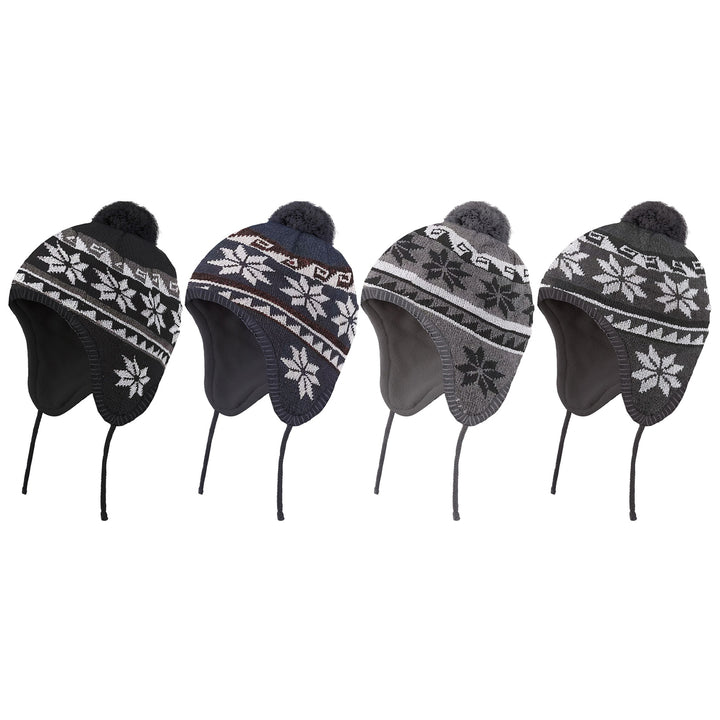 2-Piece Mens Winter Ultra-Soft Warm Cozy Knit Earflap Beanie Hat Image 7