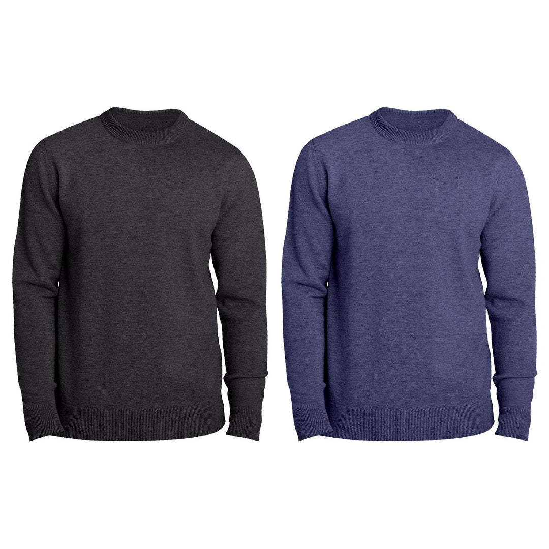 2-Piece Mens Winter Warm Classic Comfortable Soft Crew Neck Sweater Image 1