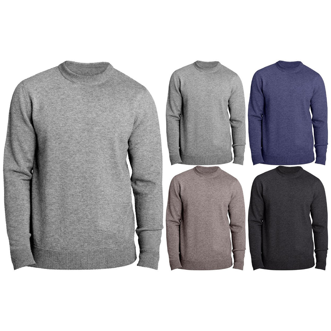 2-Piece Mens Winter Warm Classic Comfortable Soft Crew Neck Sweater Image 3