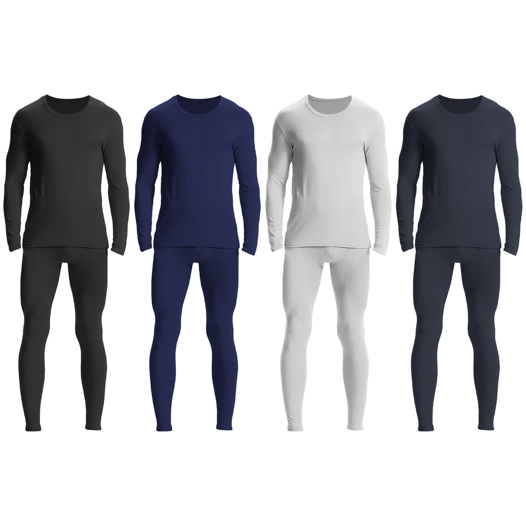 4-Piece Mens Ultra-Soft Comfy Microfiber Fleece Warm and Lightweight Thermal Set Image 4