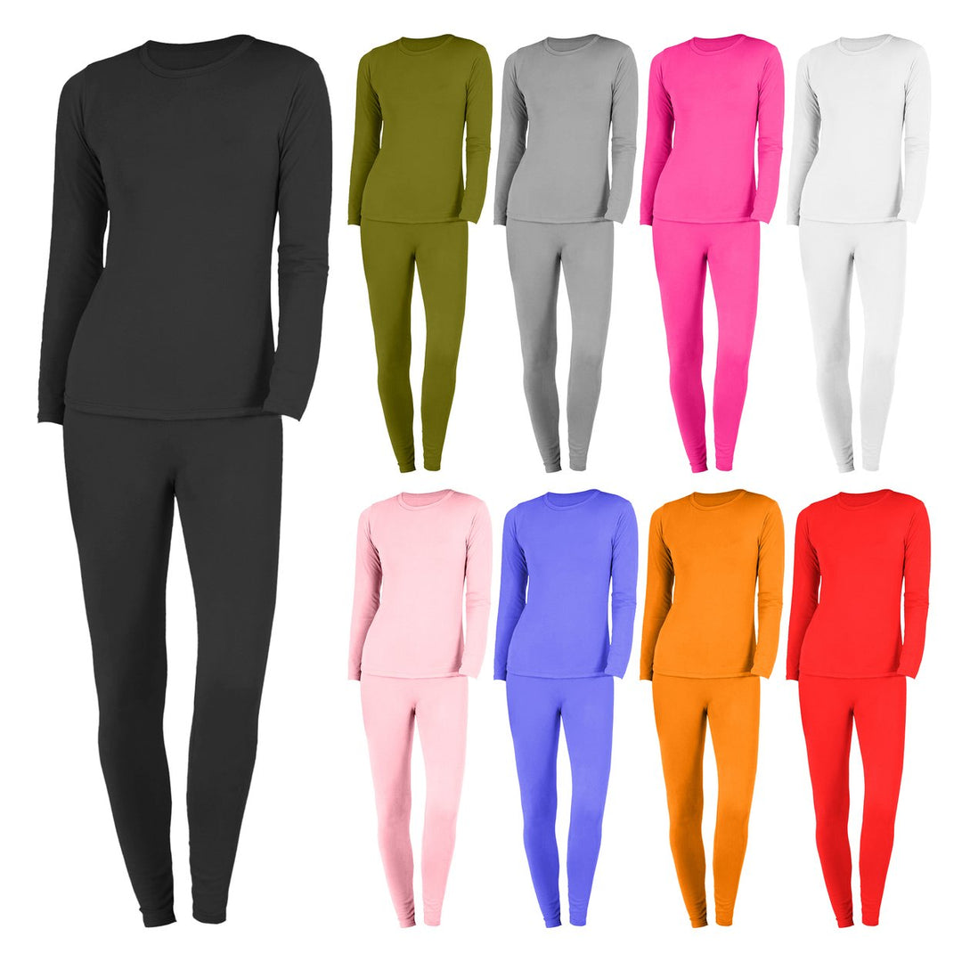 4-Piece Womens Soft Cozy and Warm Microfiber Fleece Thermal Set Perfect for Layering Image 2