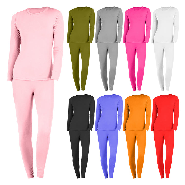 4-Piece Womens Soft Cozy and Warm Microfiber Fleece Thermal Set Perfect for Layering Image 3