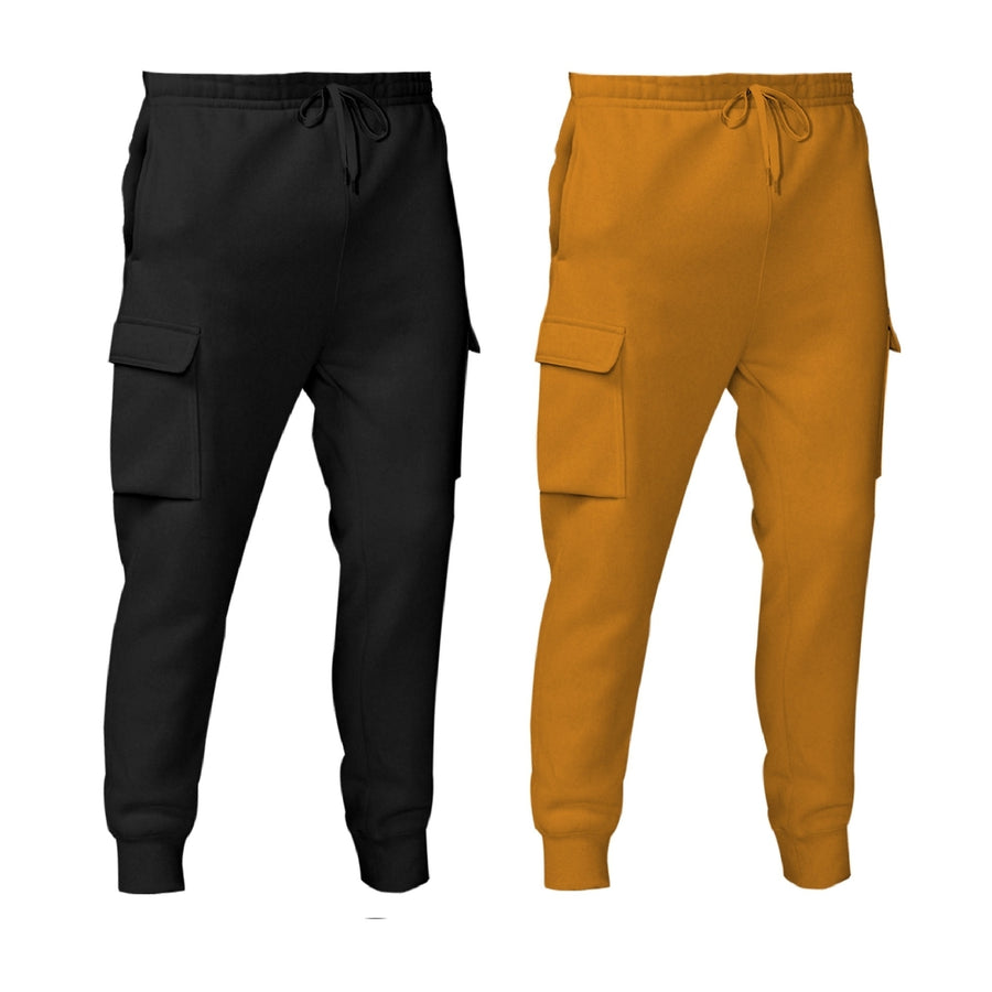 2-Piece Womens Winter Warm Comfy Fleece Cargo Jogger Pants Image 1