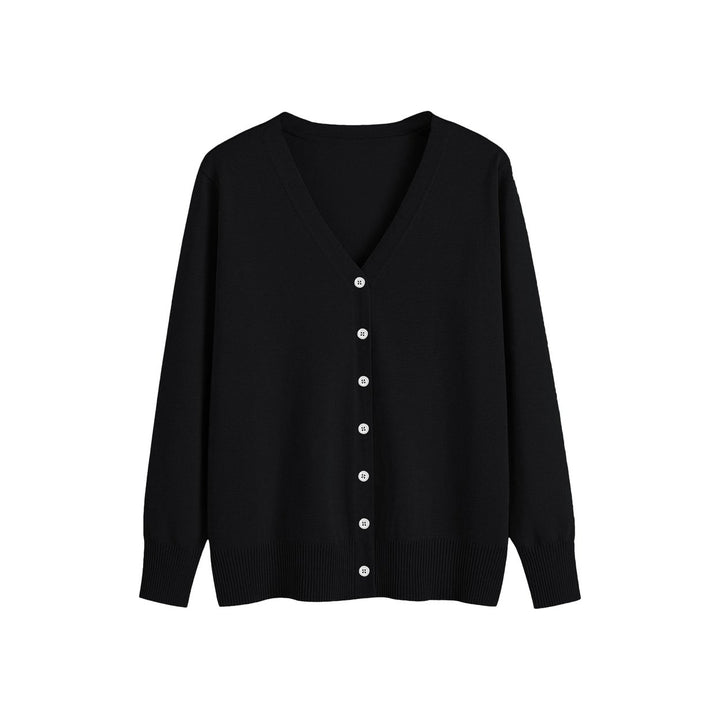 1-Piece Womens Soft Versatile Crew and V-Neck Button-Down Cardigan Image 6