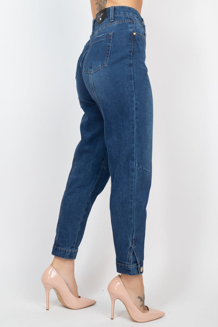 Cuffed-button Mom Jeans Image 3