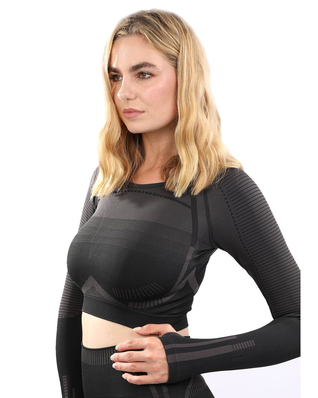 Decata Seamless Sports Top - Black and Brown Image 3