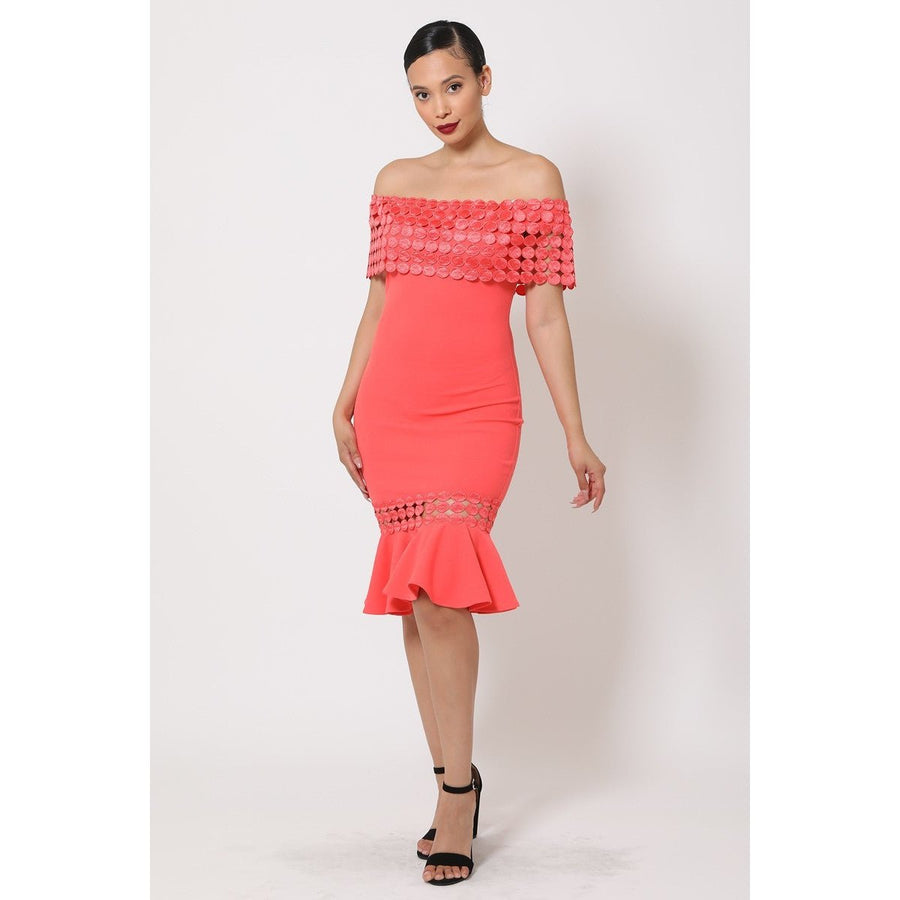 Off Shoulder Crochet Band Fashion Dress Image 1