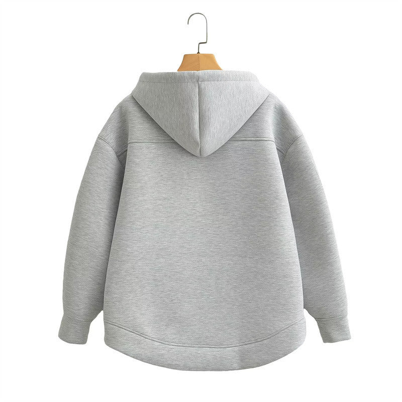 Winter Womens Zipper Hoodie High Street Unisex style Double Pockets Oversize Loose Sweatshirts Outerwear Top Image 2