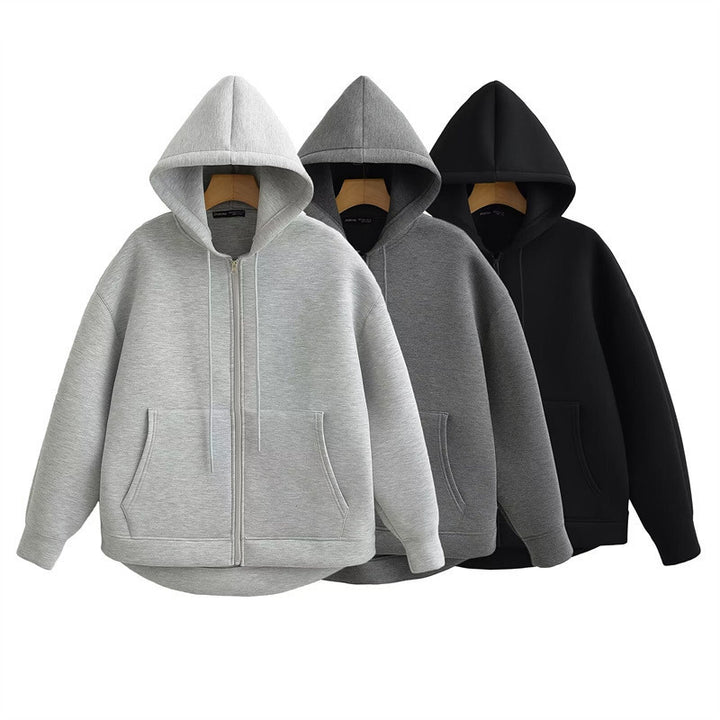 Winter Womens Zipper Hoodie High Street Unisex style Double Pockets Oversize Loose Sweatshirts Outerwear Top Image 1