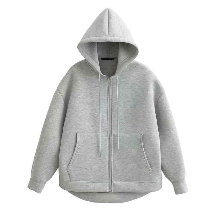 Winter Womens Zipper Hoodie High Street Unisex style Double Pockets Oversize Loose Sweatshirts Outerwear Top Image 1