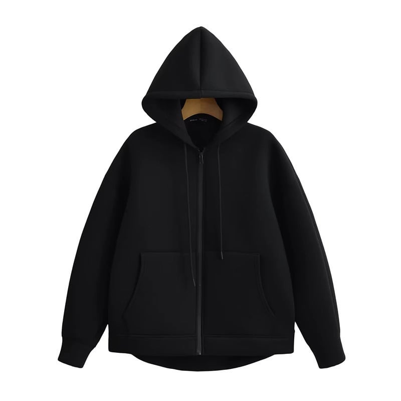 Winter Womens Zipper Hoodie High Street Unisex style Double Pockets Oversize Loose Sweatshirts Outerwear Top Image 6