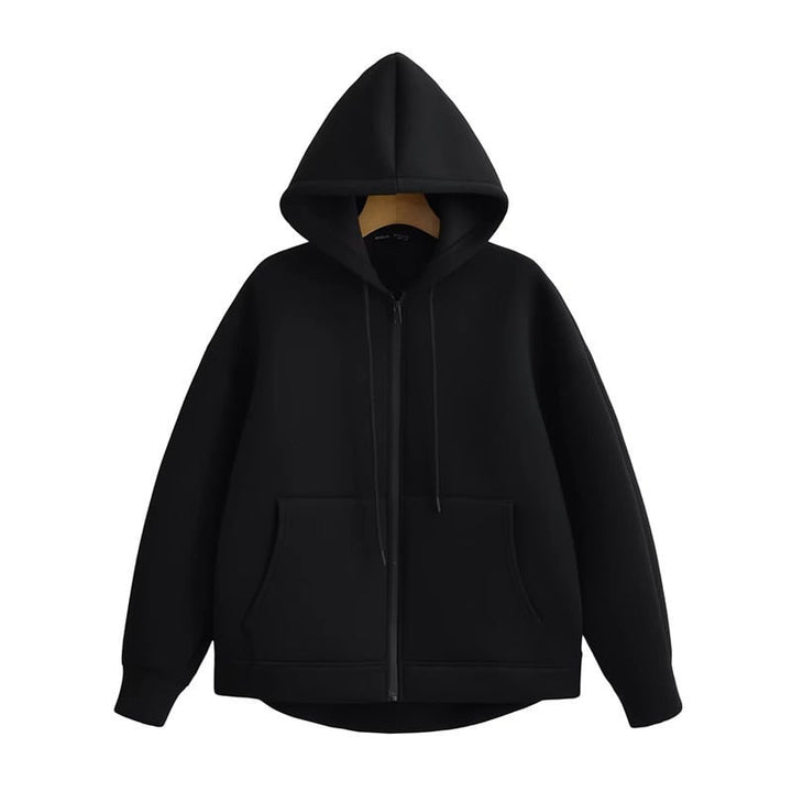 Winter Womens Zipper Hoodie High Street Unisex style Double Pockets Oversize Loose Sweatshirts Outerwear Top Image 1