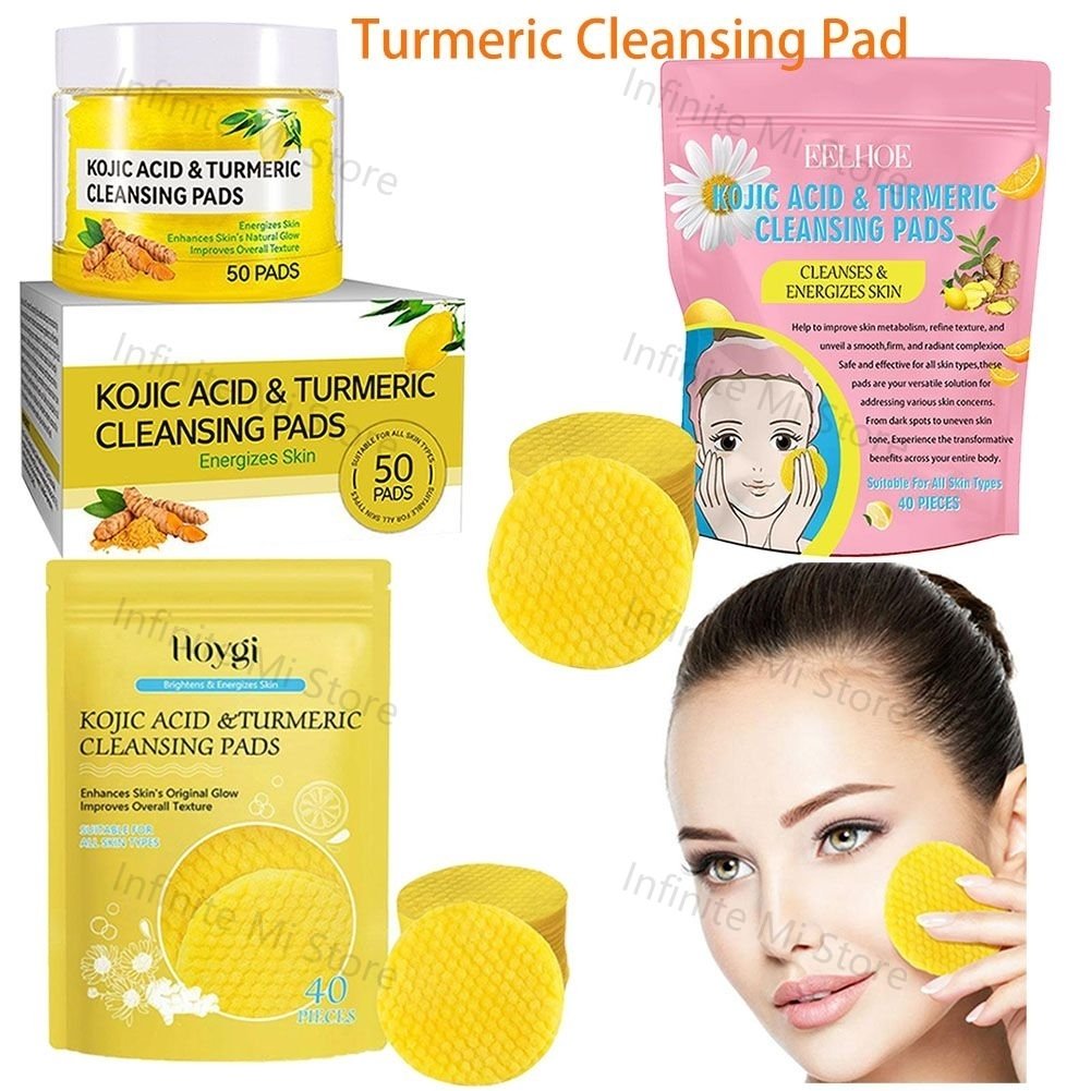 40/50pcs Turmeric Kojic Acid Cleansing Pads Exfoliating Pads Facial Sponges For Cleansing Exfoliating Daily Cleansing Image 1