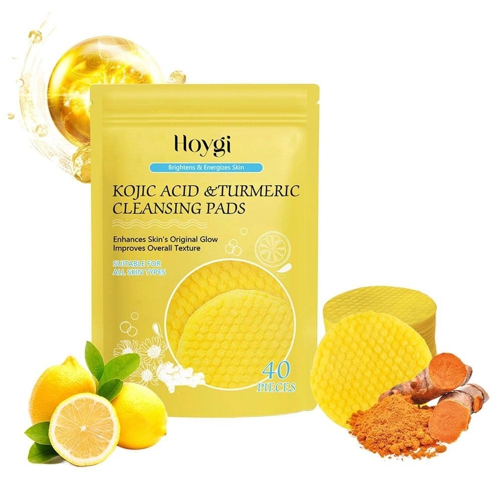 40/50pcs Turmeric Kojic Acid Cleansing Pads Exfoliating Pads Facial Sponges For Cleansing Exfoliating Daily Cleansing Image 4