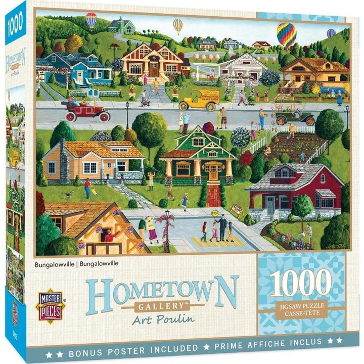 Hometown Gallery Bungalowville 1000 Piece Jigsaw Puzzle 19.25x26.75 Art Poulin Image 1