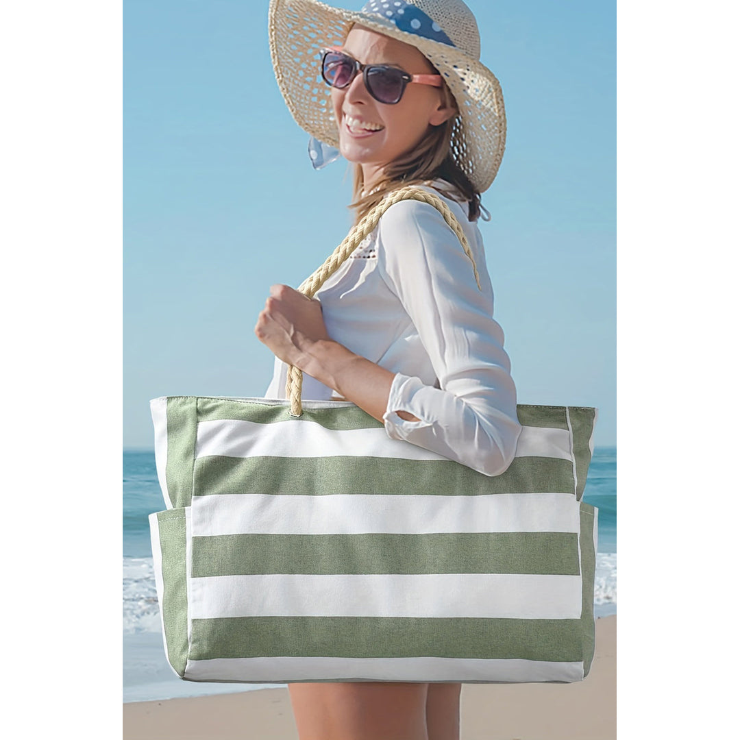 Cleo Striped Canvas Large Tote Image 1